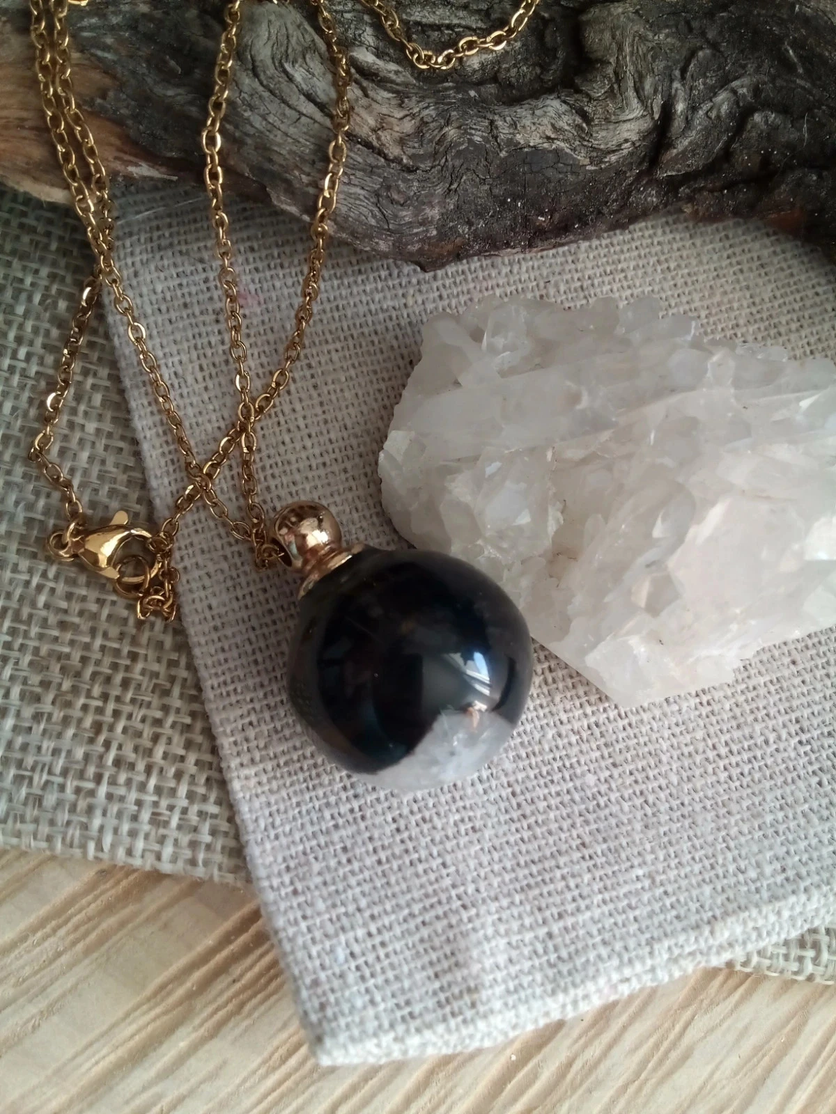 Collier pendentif boule en pierre d'agate naturelle – photo 2